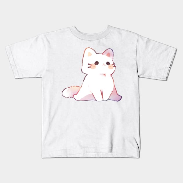 Sitting Kitty Kids T-Shirt by Cremechii